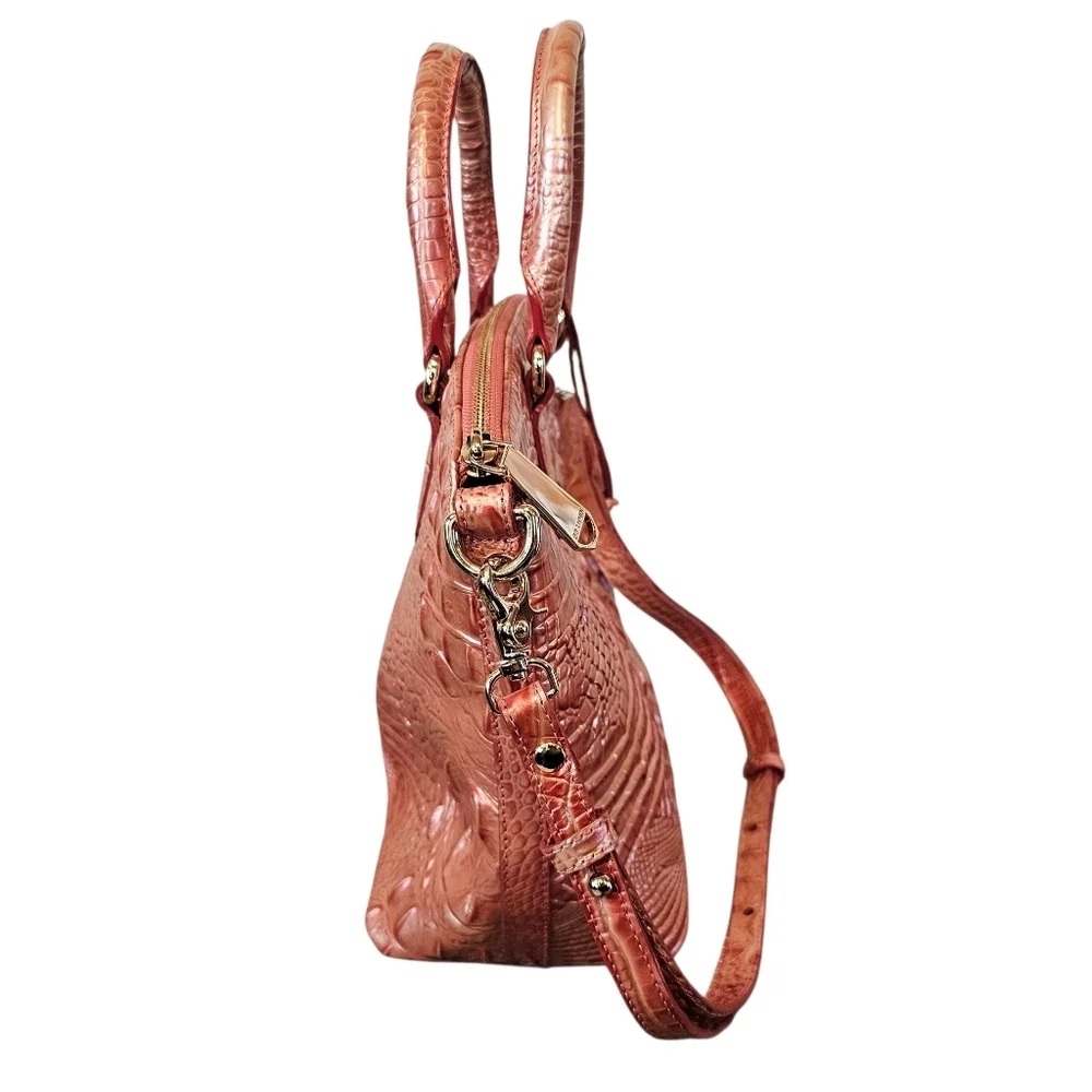Brahmin Duxbury Pink Punch Melbourne Croc Leather and Card Holder Wallet Set